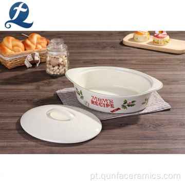 Bakeware de cerâmica de cozinha de cozinha de Natal com alça